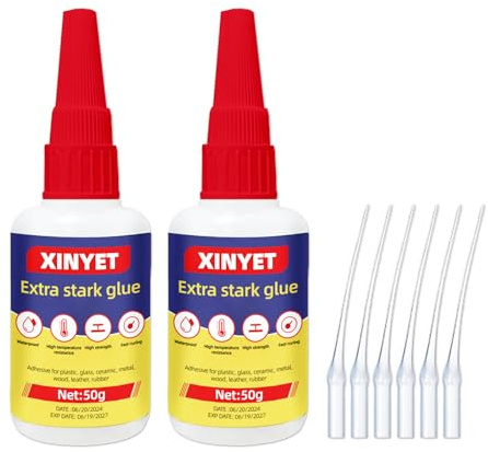 Super Glue, Pegamento Instantáneo Pegamento Extrafuerte Transparente Pegamento, Pegamento superfuerte 50 g x 2, para pegar plástico, vidrio, vinilo, acrílico, PVC, metal, etc