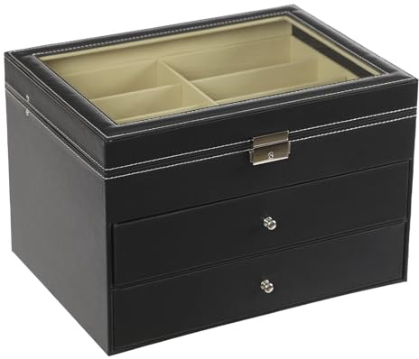 CLEADONG Brillenbox Brillenaufbewahrung, Brillen Aufbewahrungsbox Sonnenbrillen Case zur Aufbewahrung von 24 Brillen, Präsentation Showcase, Schwarz