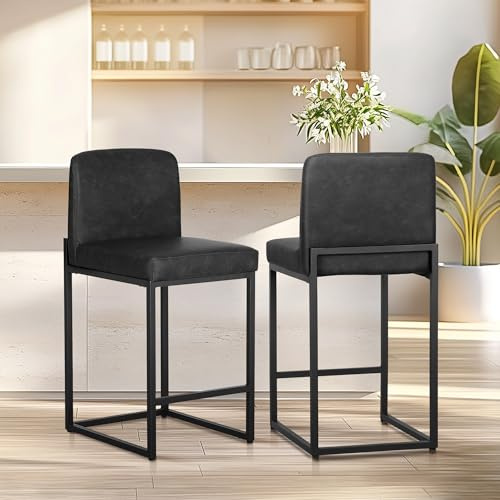 ALPHA HOME Sgabello per trucco, sgabello per toeletta, 2 sgabelli da bar sgabelli da bancone, sgabello da ufficio, sedie da cucina con schienale e poggiapiedi, robusto telaio metallico, moderni