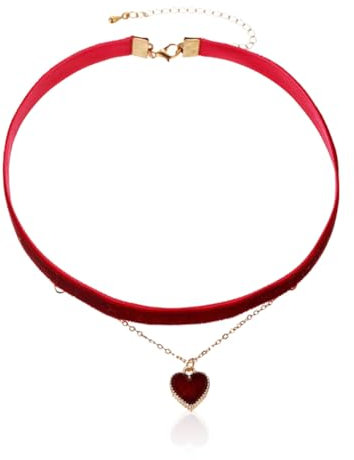 YIMVUNZ Rot Choker Halskette Samt Choker Kette dirndl Damen Schwarz Oktoberfest Kette Damen für Teenager Mädchen Trachtenschmuck Damen