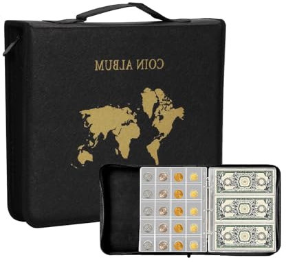 Mumisuto Album da Collezione Con 240 Tasche per Monete e 30 per Banconote, Raccoglitore Libro per Collezionisti