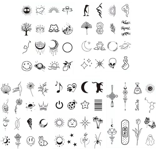 Tatouage Temporaire,77 Styles Ensembles de Tatouages Temporaires Autocollants Temporaires​Imperméables Tatouage Doigt Femme Homme Faux Autocollants de Tatouage pour Filles et Garçons