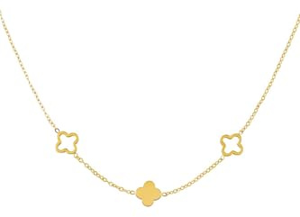 Acura-Styles Damen Kleeblatt Kette Gold – Edelstahl 18K vergoldet, wasserfest & nickelfrei – Vierblättriger Anhänger, elegantes Geschenk für Frauen