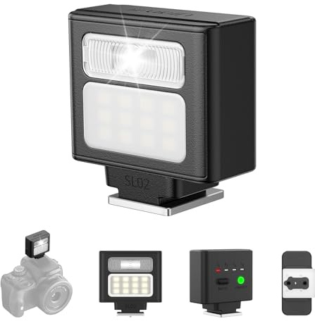 ULANZI SL02 Mini Flash Speedlite Video Light GN8 6500K Hot Shoe Mount Portable Camera Flash Speedlight 4 Power Levels for Canon Fuji Sony Nikon DSLR Portrait Photography Night Fill Light Rechargeable