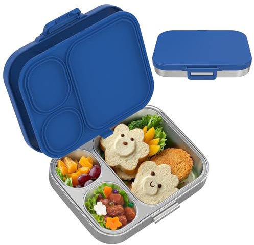 VITONIS Porta Pranzo per Bambini in acciaio inox,Acciaio Inossidabile 3 Scomparti Bento Lunch Box,Impermeabilizzazione Scatola per il pranzo adatta a bambini e adulti, Robusto e portatile