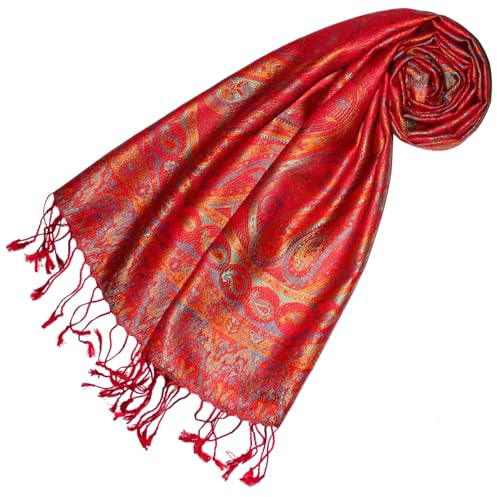 Lorenzo Cana Seidenschal für Frauen Schal aus 100% Seide, gewebter Damenschal elegantes Paisleymuster Blau Orange 78688