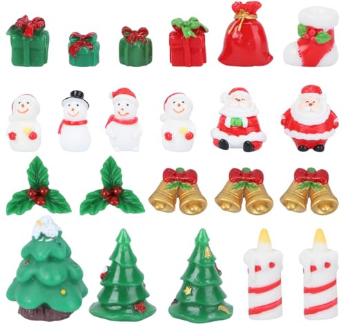 TOPBATHY 23 Stück Weihnachten Miniatur Ornamente Mini Weihnachten Kleine Figuren Mini Weihnachtsdeko für Tischdeko DIY Schaufenste Figuren Harz Kleine Weihnachtsfiguren