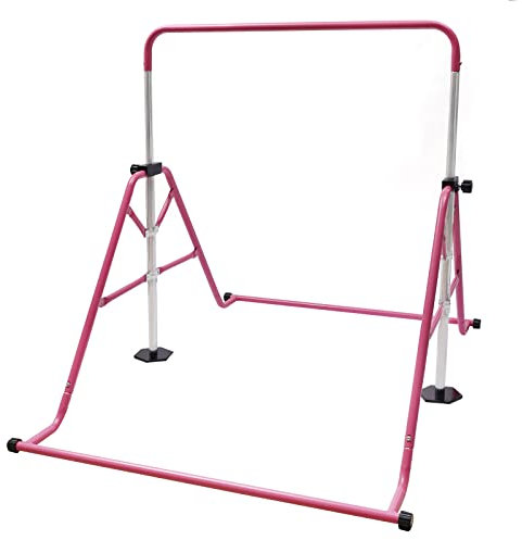 CAIYGG Faltbare Kinder Turnreck Gymnastik Turnstangen Verstellbare Drinnen oder Draußen Trainingsgeräte Turnringe Höhe Training Bar Heim Fitnessgeräte für Kinder Hängen
