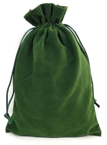| 6 Samtsäckchen, Größe 20x12 cm, Samtbeutel-Geschenkverpackung, Schmuckbeutel, Adventskalender, Nikolaus, Weihnachtsverpackung (grün)