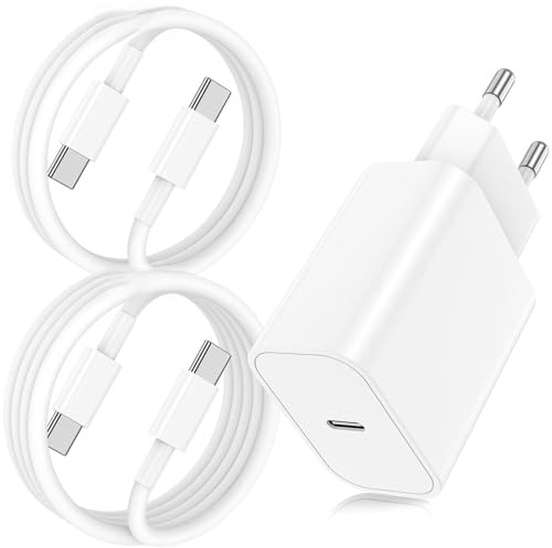 20W Cargador Carga Rapida para iPhone 16/15/17 Pro MAX Plus,USB C Enchufe con 2M+1M Cable para iPhone 17/16/15 MAX Plus/iPad Pro/iPad Air, Tipo C Adaptador Rapido para Samsung Galaxy S24 S23(Blanco)
