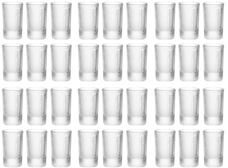 Jägermeister Shotgläser Set 4cl – 48er Set Schnapsglas – Eichstrich 2cl & 4cl - Spülmaschinenfest und Standfestes Likörglas - Das Original – Shot, Likör Glas