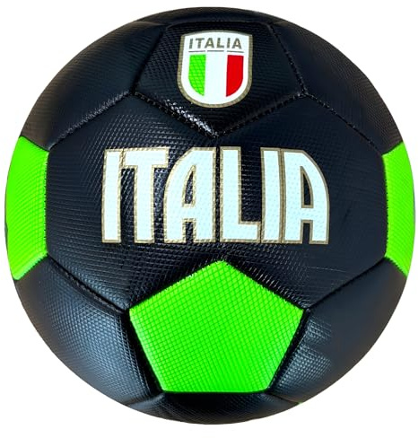Palla Calcio Italia - Pallone Bambini Adulti Taglia 5 - Neroverde - Grande