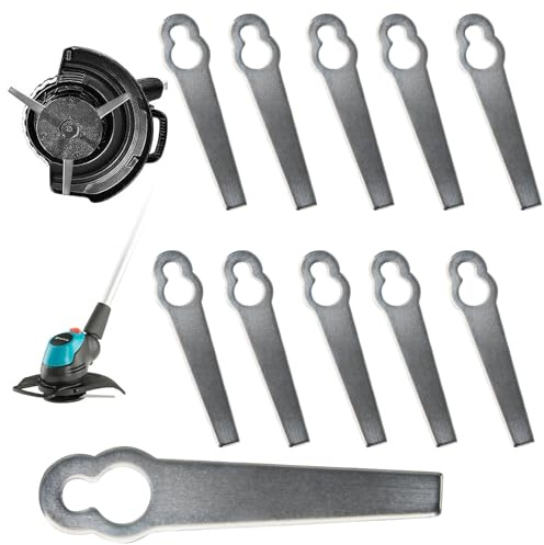 Lames de Rechange pour Coupe-Bordure, yisight 10 Pcs Lames Métal Coupe Bordure, Lame Tondeuse à Gazon Universelle, Remplacement des Lames de Strimmer d'Herbe (A)