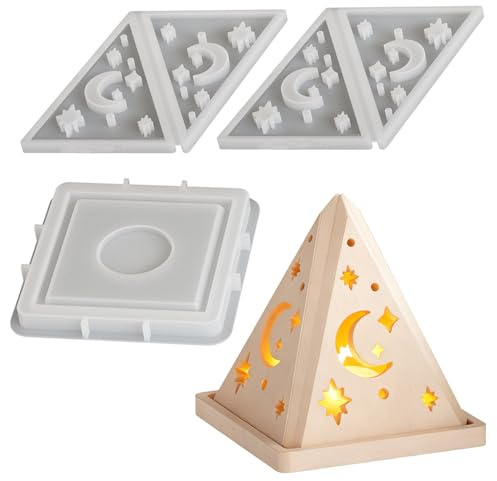 Junhui Silikonformen Gießformen Häuser, Silikonform Weihnachten, 3D Mond Kerzenhalter Silikonform, DIY Haus Gießform Haus Gips Zum Gießen Giessformen