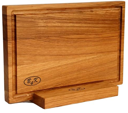 B4K® Schneidebrett aus Eiche 30×20×2,2 cm mit Ständer