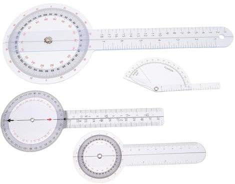 iplusmile Set Goniometro Ortopedico 4 Pezzi in PVC Resistente Righello Goniometro Angolare Rotante Misuratore di Angoli Multiuso per Valutazione Articolare e Uso Clinico Professionale