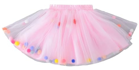 Falda de tutú para niña, niña, tutú, falda corta, tutú, falda para niños, tutú, pompones, falda para niña, tutú, falda de carnaval, Rosa., 7-8 años