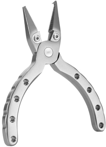 Toyvian Pince de Pêche en Aluminium Anodisé Mini Portable, Pince à Anneaux Brisés Multifonction, Ciseaux Coupe-Fil de Ligne Tressée, Outil Pratique pour Matériel de Pêche Sportive