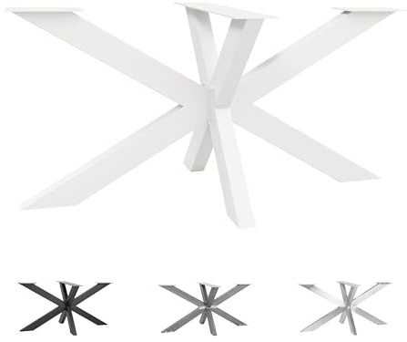 Natural Goods Berlin Tischgestell Spider - Tischfuss Weiß 71 x 68 x 120 cm - Tischbein Metall Für DIY Esstisch, Wohnzimmertisch, Gartentisch - Tisch Untergestell, Stahl Gestell - Tischfuß mittig
