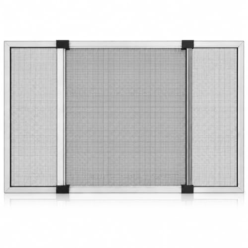 Mosquitera Extensible para Ventanas 50 x 70–132 cm, Marco de Aluminio Ajustable con Malla de Fibra de Vidrio, Protección contra Insectos, Instalación sin Taladro, Ideal para diario y verano