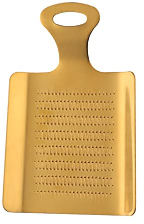 NonMiFyR Rallador de Jengibre con Mango Cómodo, Herramienta de Molienda de Acero Inoxidable, Portátil, Duradera Y Profesional para Wasabi, Especias Y Cebolla V, Oro, Individual