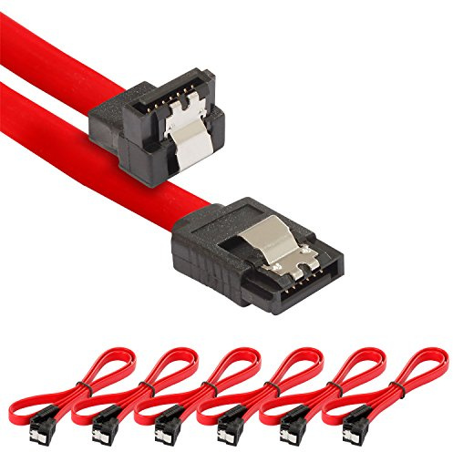 POPPSTAR 6x SATA Kabel für SSD/HDD (0,5 m SATA 3 Datenkabel, Stecker gerade auf gewinkelt) bis zu 6 Gbit/s, rot