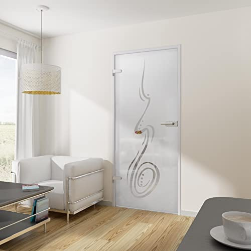 inova Glastür Komplettset mit Beschlag 834x1972x8mm Curved Drehtür aus Glas DIN Links rechts Türdrücker 03