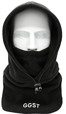 GG ST Balaclava Windproof Ski Mask Winter Thermal Fleece Hood Heavyweight Neck Warmer Snood Outdoor Sports Face Covers Hat for Men & Women Black