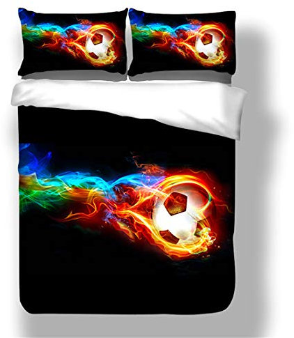 Mateju 3D Set Copripiumino, 3 Pezzi Set di Biancheria da Letto Set Copripiumino e Federa Set di Biancheria da Letto Morbida e Traspirante (200x200cm,Fuoco di Calico)