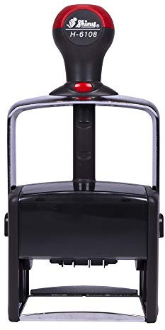 Stempel mit eigenem Text und Datum, Shiny H-6108, 68 x 47 mm, robuster Stativstempel mit Datumsfeld – Stempel für Posteingang, Wareneingang usw.