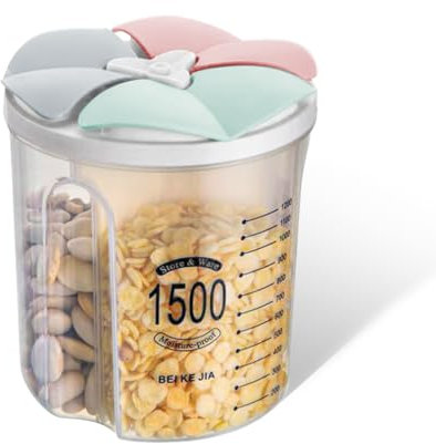 Yeswell 1.5L Luftdichte Vorratsbehälter, 3-Gitter Clear Vorratsdosen Frischhaltedosen Schüttdose, BPA Frei Versiegelte Aufbewahrungsbox, Luftdichte Lagerung Gläser für Lebensmittel (3-Gitter 1500ML)