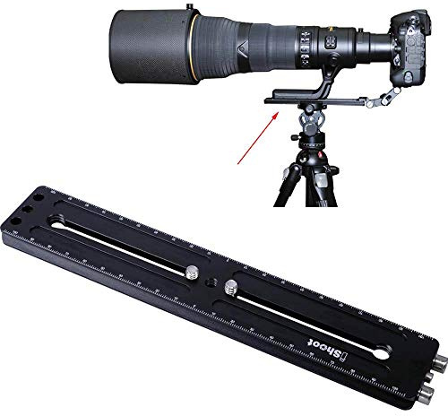 iShoot 220mm Long Camera Quick Release Plate, Double Slides, with Function Extension Holes 1/4 Screws, Compatible with Arca-Swiss Fit Tripod Head Panning Head Panorama Head Panoramic Head Clamp