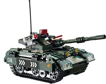 W WISE BLOCK Kleine Blöcke Bauklötze für Militärpanzer mit Fernsteuerung, STEM-Konstruktionsspielzeug für Kinder ab 8 Jahren (505 St.), Schwarz & Grün