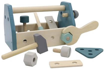 Green Rhino Mallette à outils en bois | Construction créative | Outils pour enfants | avec outils en bois | Emballage cadeau | Boîte à outils pratique et moderne pour enfants