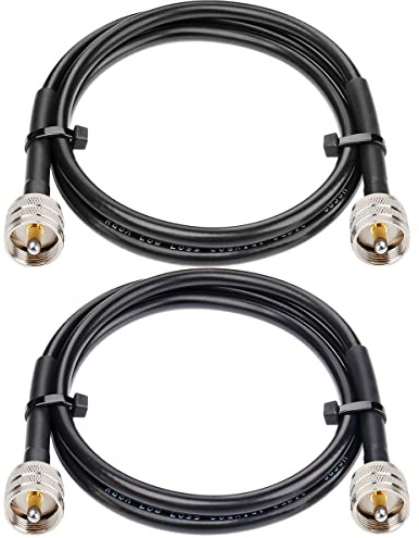 MOOKEERF RG8x Jumper Cable 3ft,2 Pack PL259 Jumper CB Coax Cable 50 Ohm,UHF PL259 Male to Male Low Loss CB Antenna Extension for HAM Radio,VHF Radio,SWR Meter,Antenna Analyzer