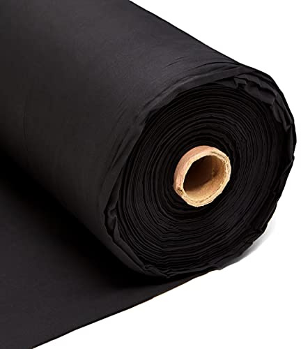 5m Plain Black Calico Fabric – Black Dyed 100% Cotton Material – 225GSM 60 Inch 150cm Wide – Great for Sewing, Curtain Linings, Quilting & Totes – Discount Fabrics Limited