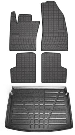 OMAC Fußmatten & Kofferraumwanne Set kompatibel mit Jeep Renegade 2014-2024 Gummi Schwarz 5X