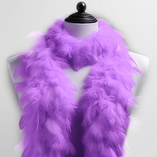 Boa en plumes uni, densité au choix, longueur env. 1,80 m, châle à plumes, costume de carnaval des années 20, Charleston Burlesque douillet, taille unique (lilas)
