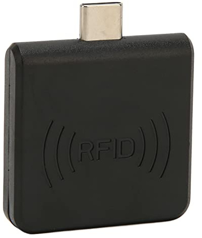 Lector de Tarjetas de Teléfono Móvil RFID ID, USB C 125Khz Lector de Tarjetas Inteligentes sin Contacto Portátil, Zumbador Incorporado, Lectura Rápida de Tarjetas, Compatible con PC,(Negro)