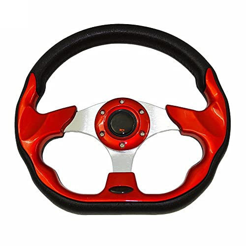 Volante Sportivo Auto,Volante A Calice 12.5 pollici 320mm Metal Fauxing Car Modifica Modifica auto da 6 bulloni Stile Racing PU. Volante in pelle Decorazione (Color : Red)