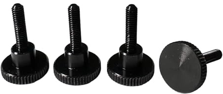 PrecisionGeek® M4 räfflade skruvar aluminium DIN 464 – natur och svart – platt huvud med axelhandtag – gänga 8–20 mm – set med 4 eller 8 stycken (svart M4 × 16 mm 4 stycken)