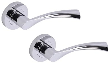 Hunta HANDLEZONE® Lobo Lever On Round Rose Door Handles, Internal Passage Latch Handles, 1 Set - Polished Chrome