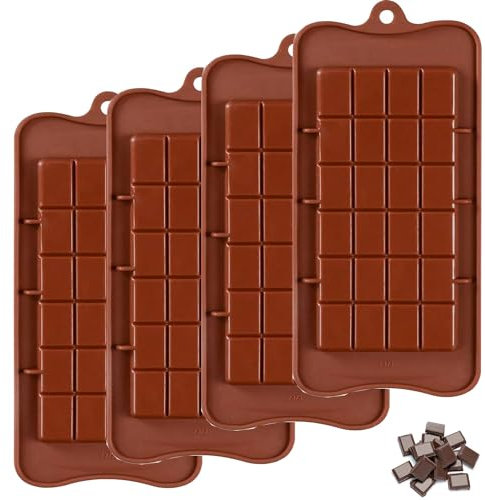 Stampi per Cioccolato,4 PCS Stampi per Barrette di Cioccolato Stampo per Caramelle in Silicone Antiaderente Riutilizzabile fai da te Stampi da Forno Proteine Fatte Stampi per Barrette Energetiche