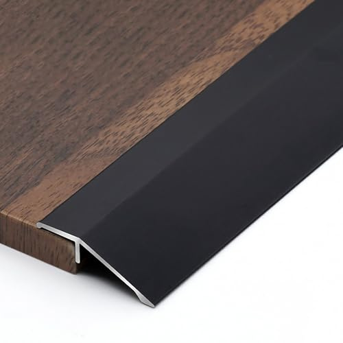 Raouoae Höhenausgleichsprofil Aluminiumlegierung Eloxiert Länge 90cm*3 Metall Bodenübergangsstreifen Abschlussprofil Höhenausgleich 3-15mm/6-20mm/10-40mm(Schwarz,Breite: 35 mm)