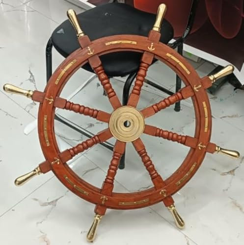 Nautisches Marine-Wanddekor, Anker, Holz, Messing, Schiffsrad, Kapitän, 91,4 cm, Piratenmotiv, wundervolles Heimdekor-Rad, Geschenkartikel