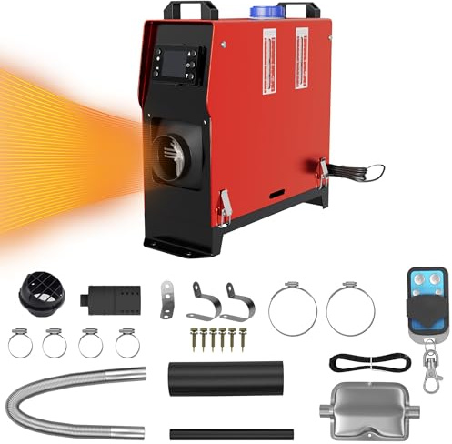 NAIZY Dieselheizung Standheizung, 12V 8KW Diesel Lufterhitzer Air Heizung mit LCD-Bildschirm & Fernbedienung & Griffschalter für Auto LKW Wohnmobil Bus (Typ B, Schwarz+Rot)