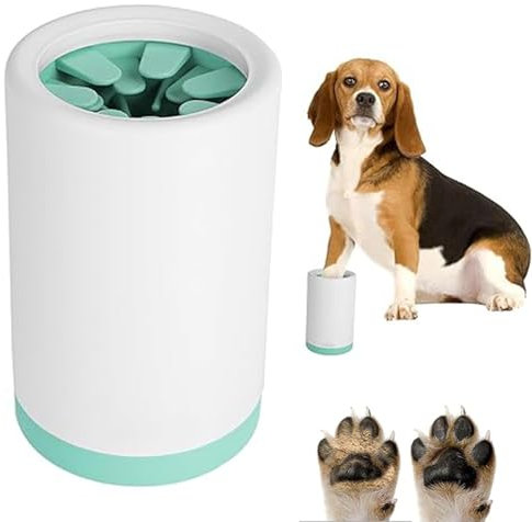 UQMIQURA Pfotenreiniger für Hunde, Tragbare Hundepfoten Reiniger, ‎Abnehmbaren Hundepfoten Reiniger, Pfotenpflege Hunde mit Weichen Silikonborsten, Entfernt Dreck & Schmutz von Hundepfoten (Grün)