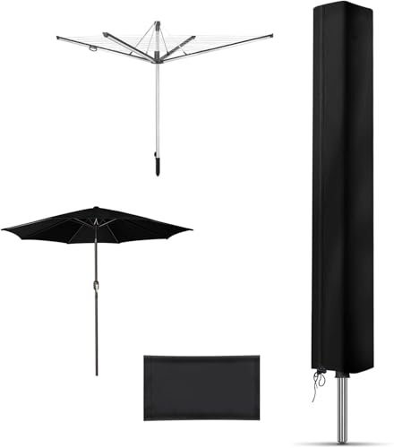 Premium Wäschespinne Schutzhülle für alle Modelle, Hülle fur Leifheit Wäschespinne mit Reißverschluss,Extrem reißfeste und wetterfeste Schutzhaube,210D wasserdichte und UV-beständig (160x15x15cm)
