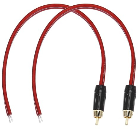 sourcing map 2 Pcs RCA to Bare Wire Open End Audio Cable, 0.98ft (0.3 Meter) 14AWG Gold Plated Audio Cable, RCA Extension Wire for Guitar, Speakers