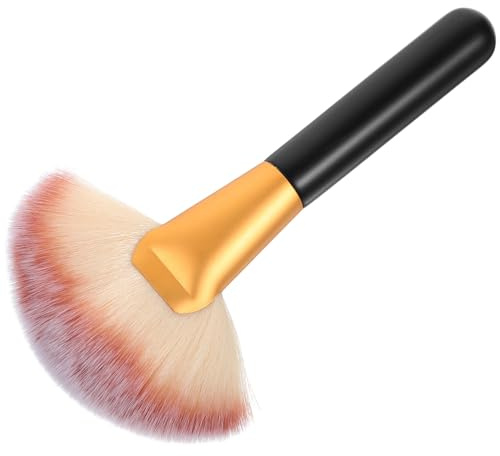 VICASKY Pennello per Blush e Fondotinta in Polvere Grande Pennello a Ventaglio Manico in Legno, Setaccia senza Assorbire, per Base Crema Colorata e Correttori Strumento Make-Up Donna Professionale